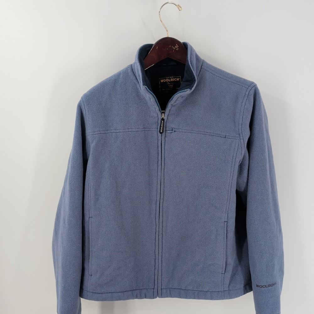 Vintage 90's Woolrich Outdoor Full Zip Fleece Jacket Heather‎ Blue Size M